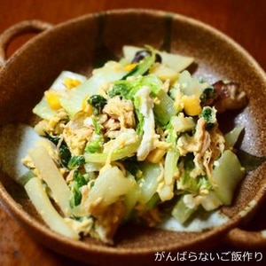 ジャガイモと白菜のチキン卵炒め